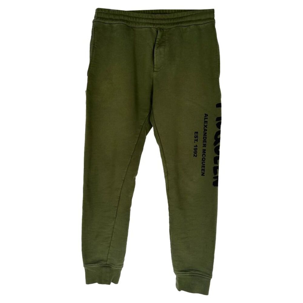 Alexander Mcqueen Logo-Print Sweatpants in Olive Cotton